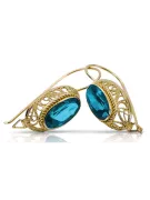 Aquamarin 14 Karat Gelbgold Ohrringe Vintage Handwerk vec023y